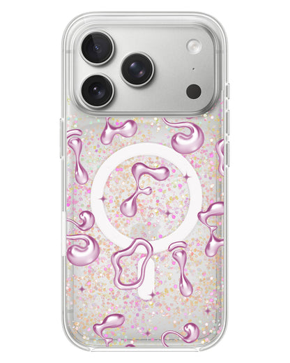 iPhone Glitter Case - Pink Chrome Monogram