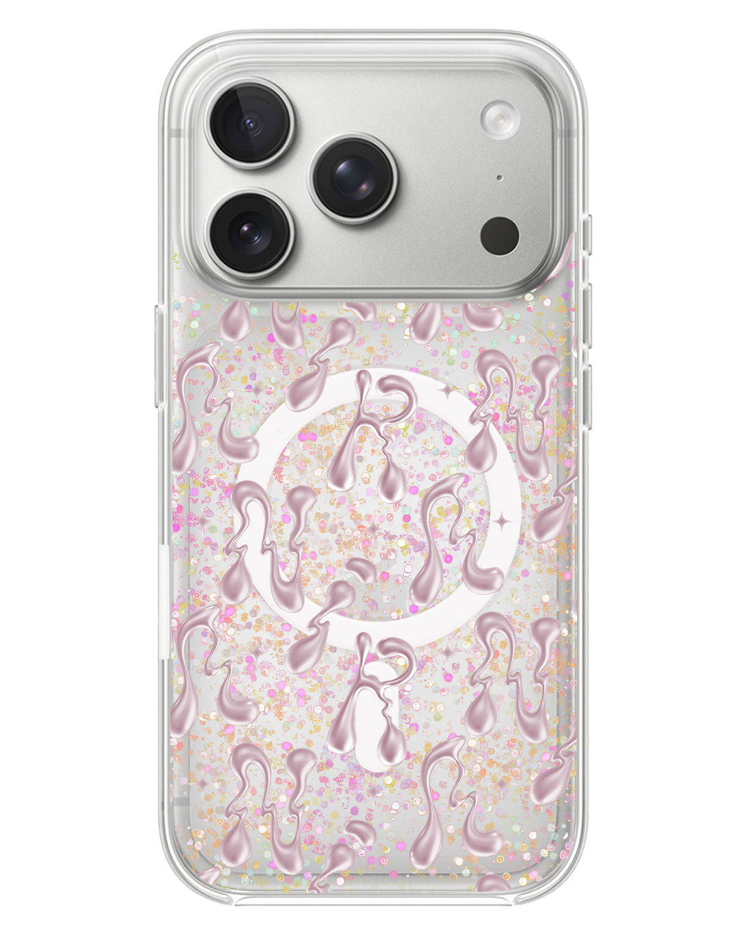 iPhone Glitter Case - Pink Chrome Monogram 2.0