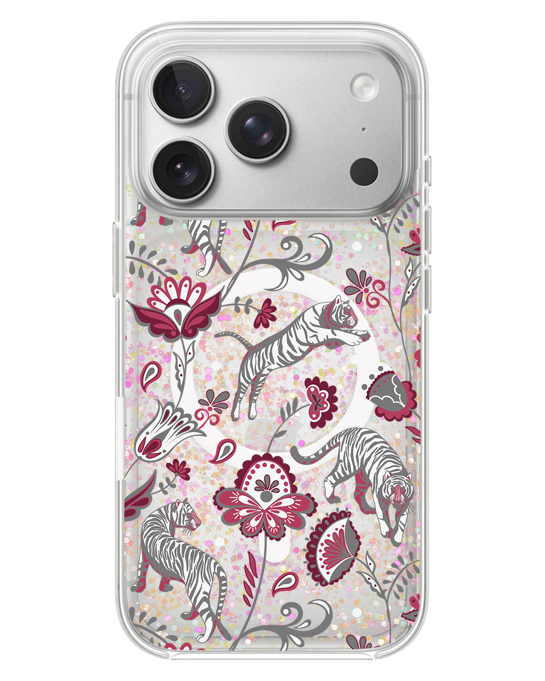 iPhone Glitter Case - Tiger & Floral 6.0