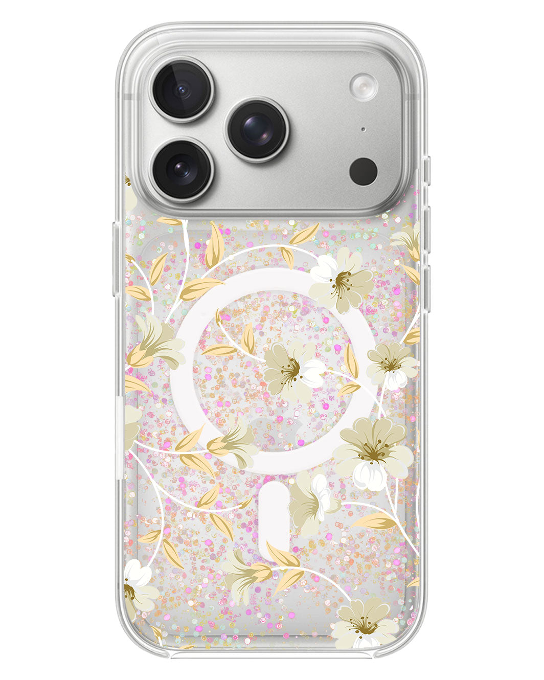 iPhone Glitter Case - White Magnolia