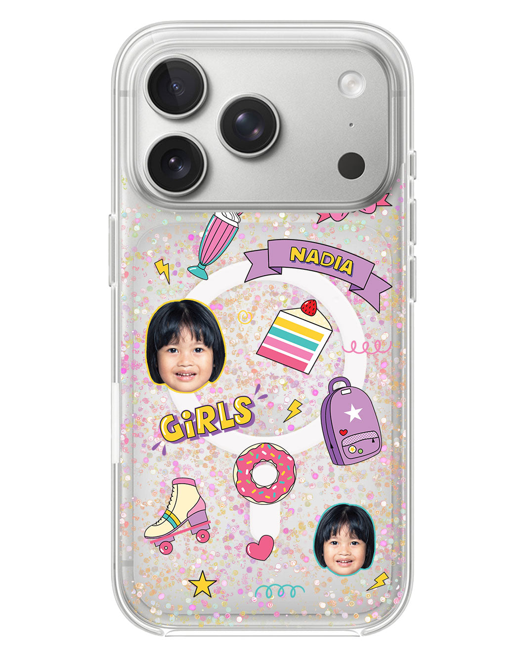iPhone Glitter Case - Face Grid Comic
