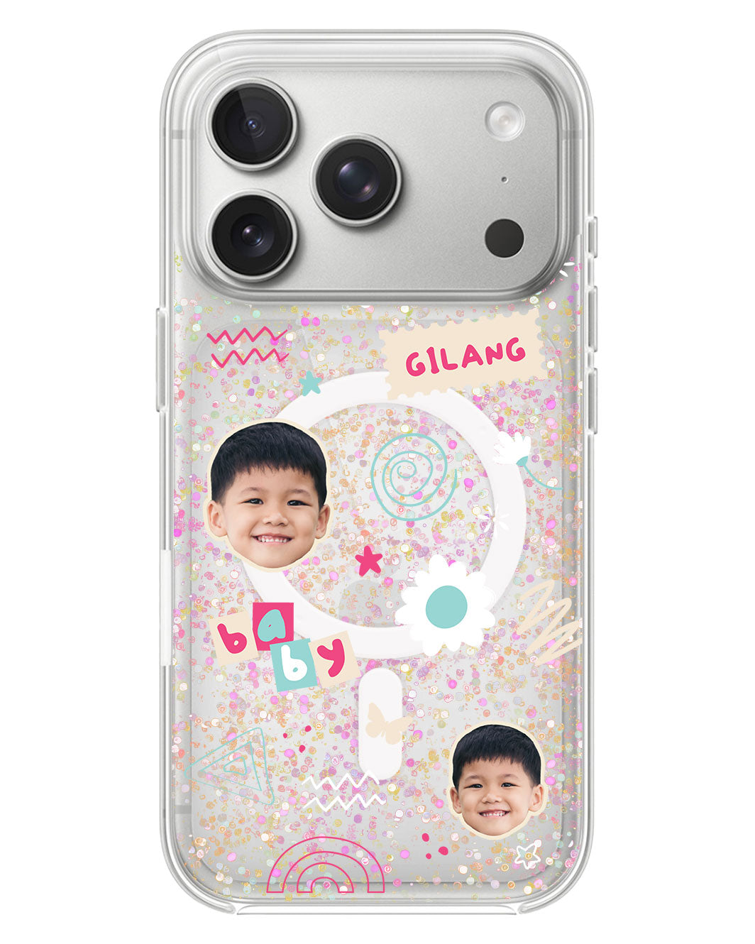 iPhone Glitter Case - Face Grid Abstract
