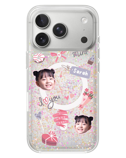 iPhone Glitter Case - Face Grid Lovely