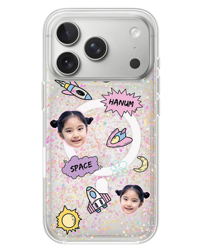 iPhone Glitter Case - Face Grid Space