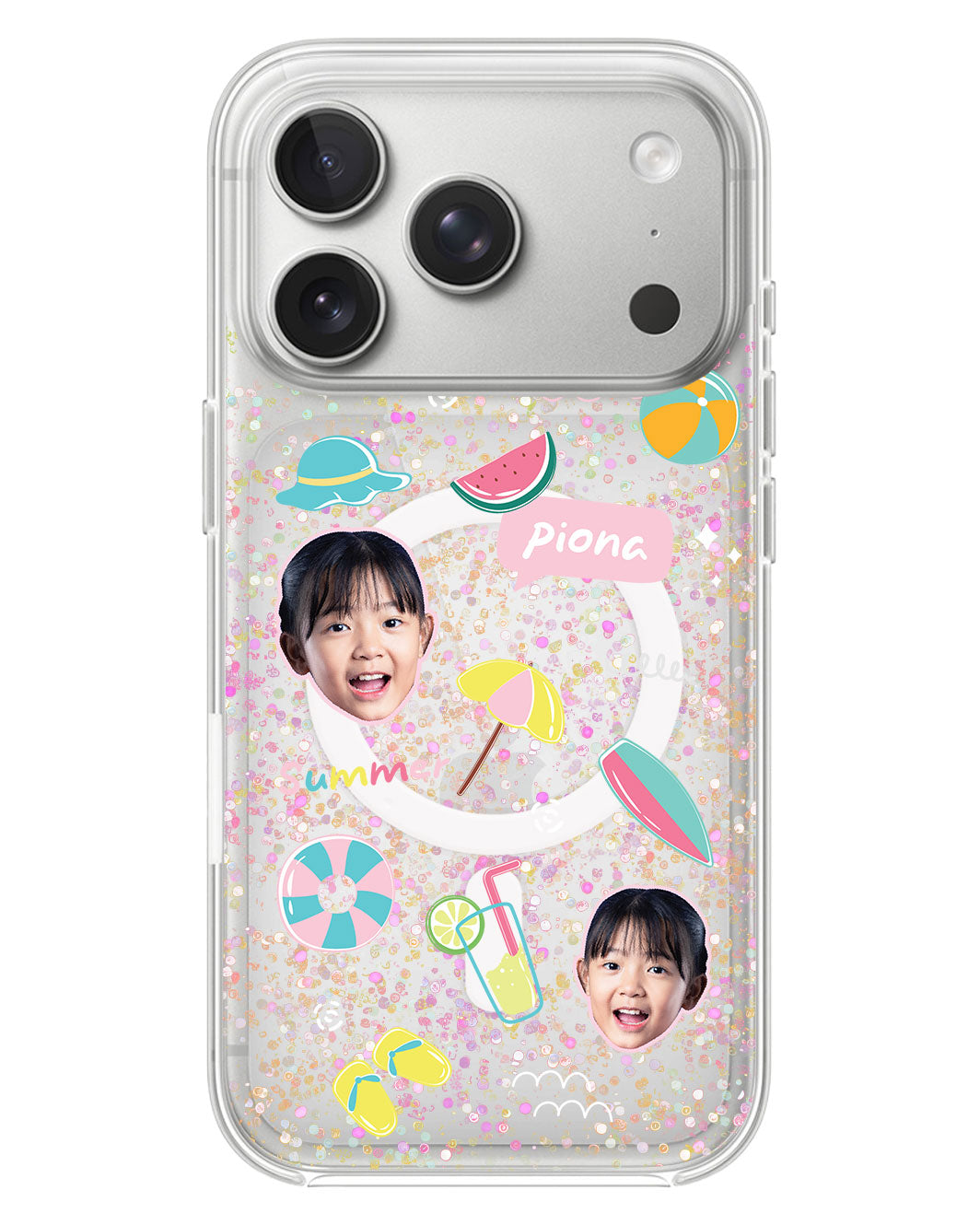 iPhone Glitter Case - Face Grid Summer