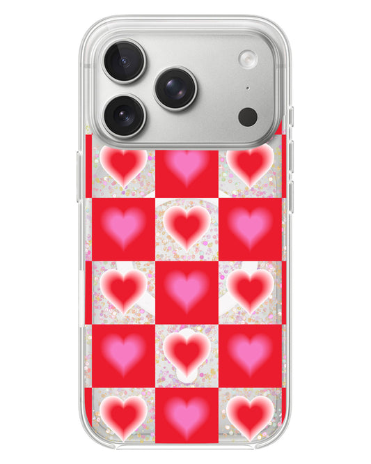 iPhone Glitter Case - Love Checkered
