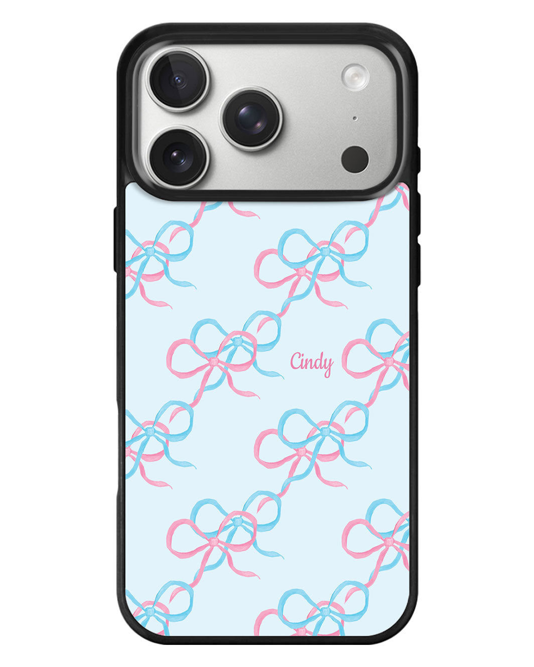 iPhone Standee Grip Case - Coquette Pink & Blue Bow