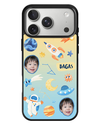 iPhone Standee Grip Case - Face Grid Astronauts