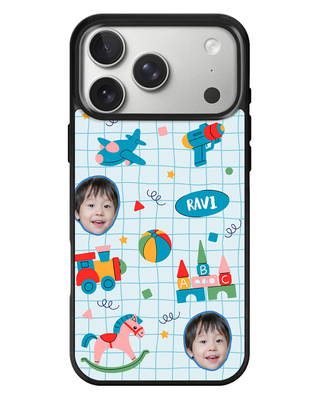 iPhone Standee Grip Case - Face Grid Boy's Toys