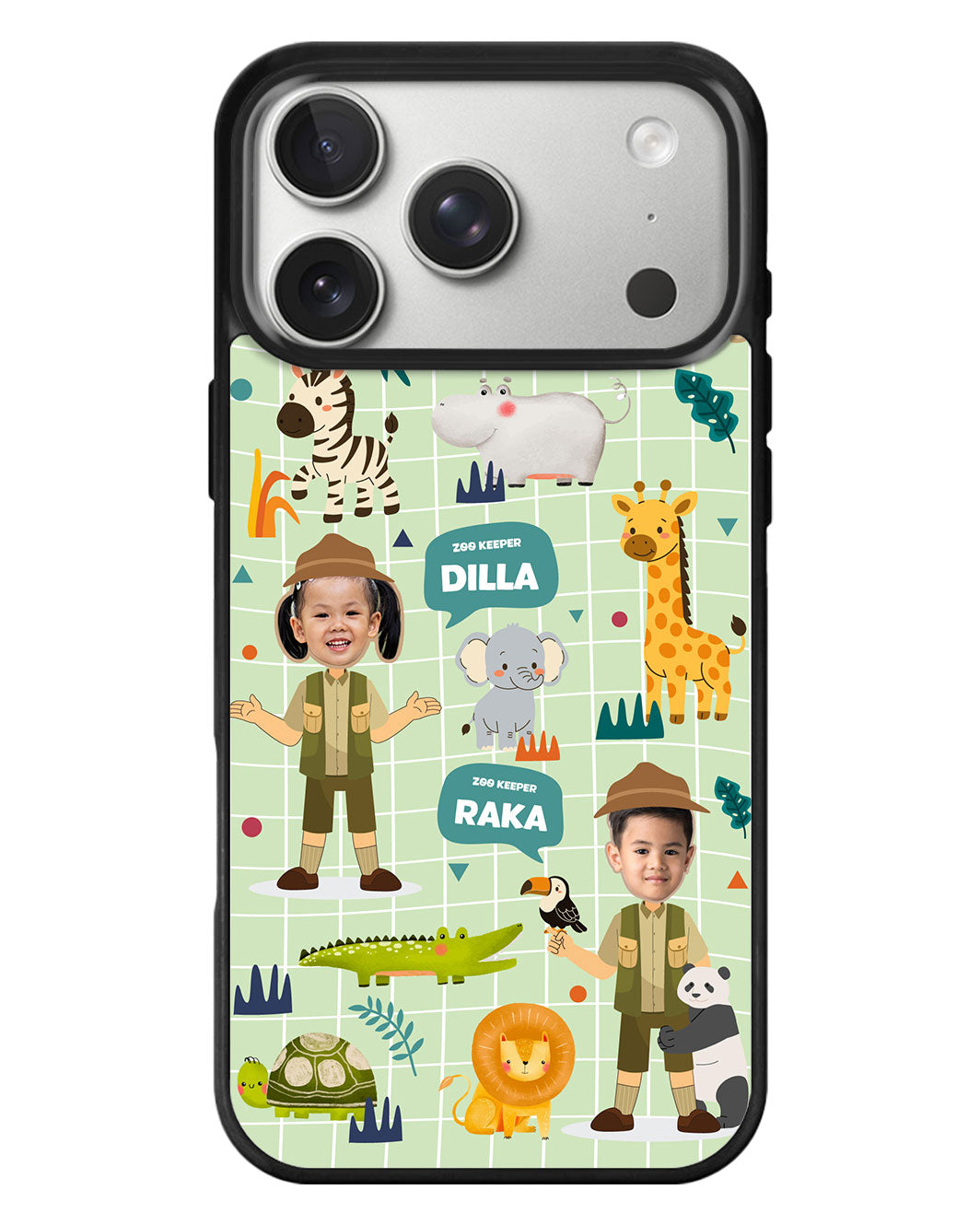 iPhone Standee Grip Case - Face Grid Dream Zoo Keeper