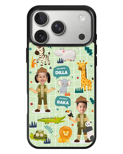 iPhone Standee Grip Case - Face Grid Dream Zoo Keeper