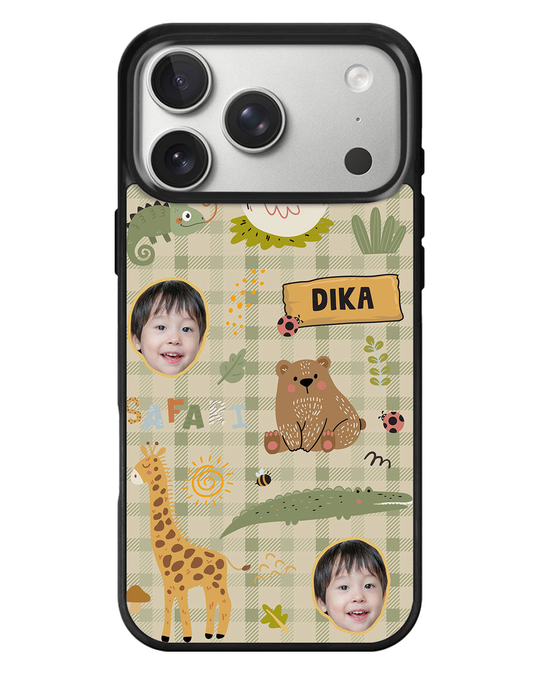 iPhone Standee Grip Case - Face Grid Safari