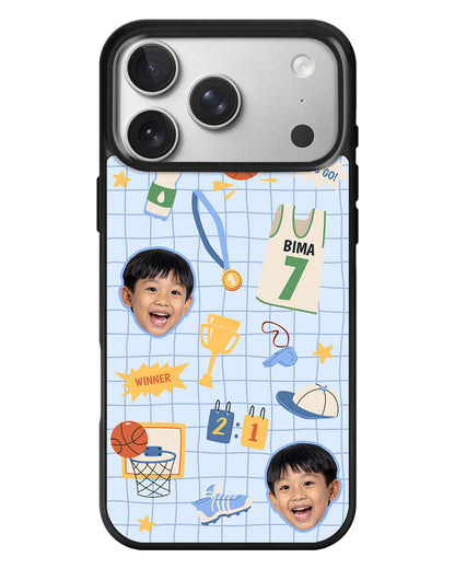iPhone Standee Grip Case - Face Grid Basketball