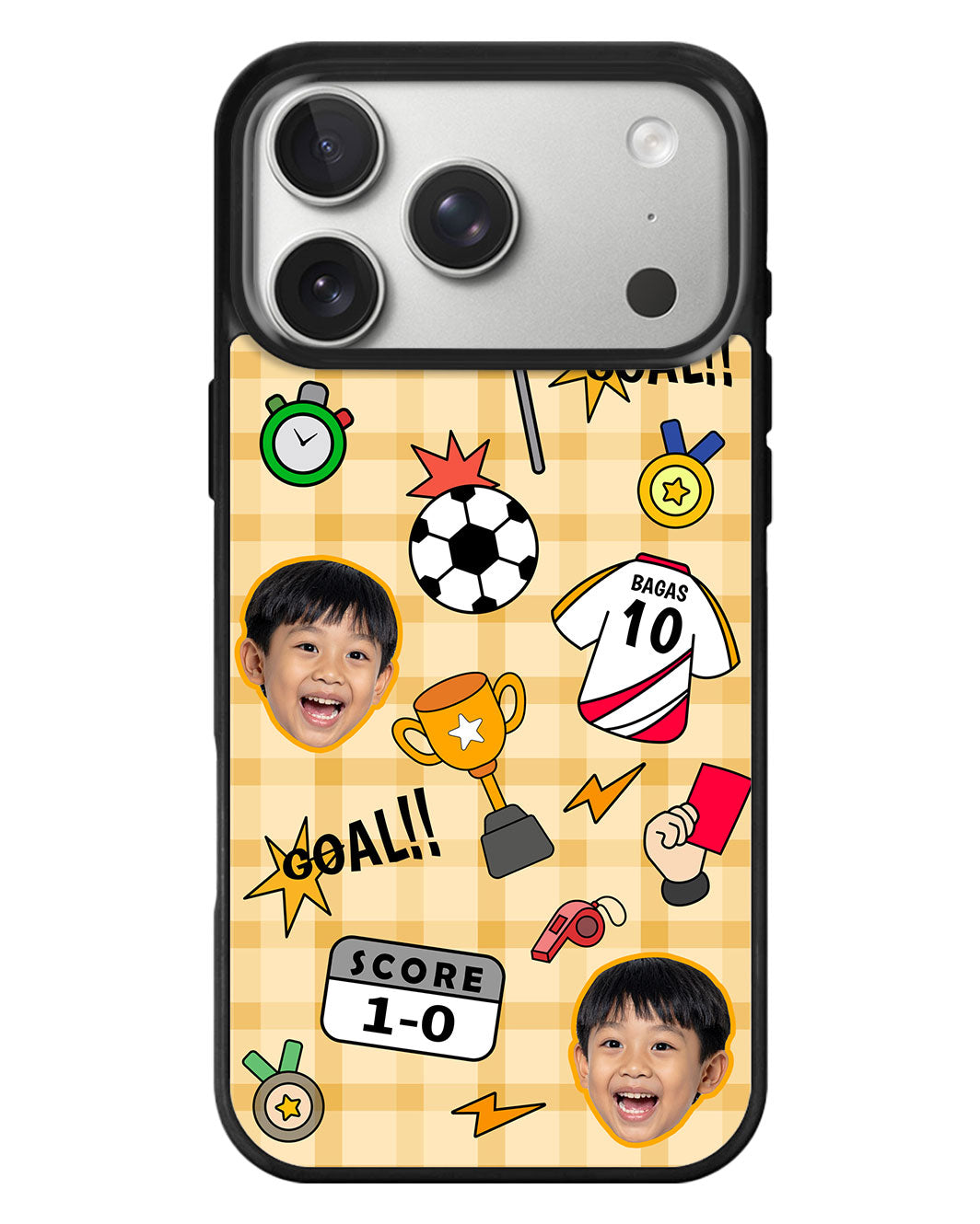 iPhone Standee Grip Case - Face Grid Soccer