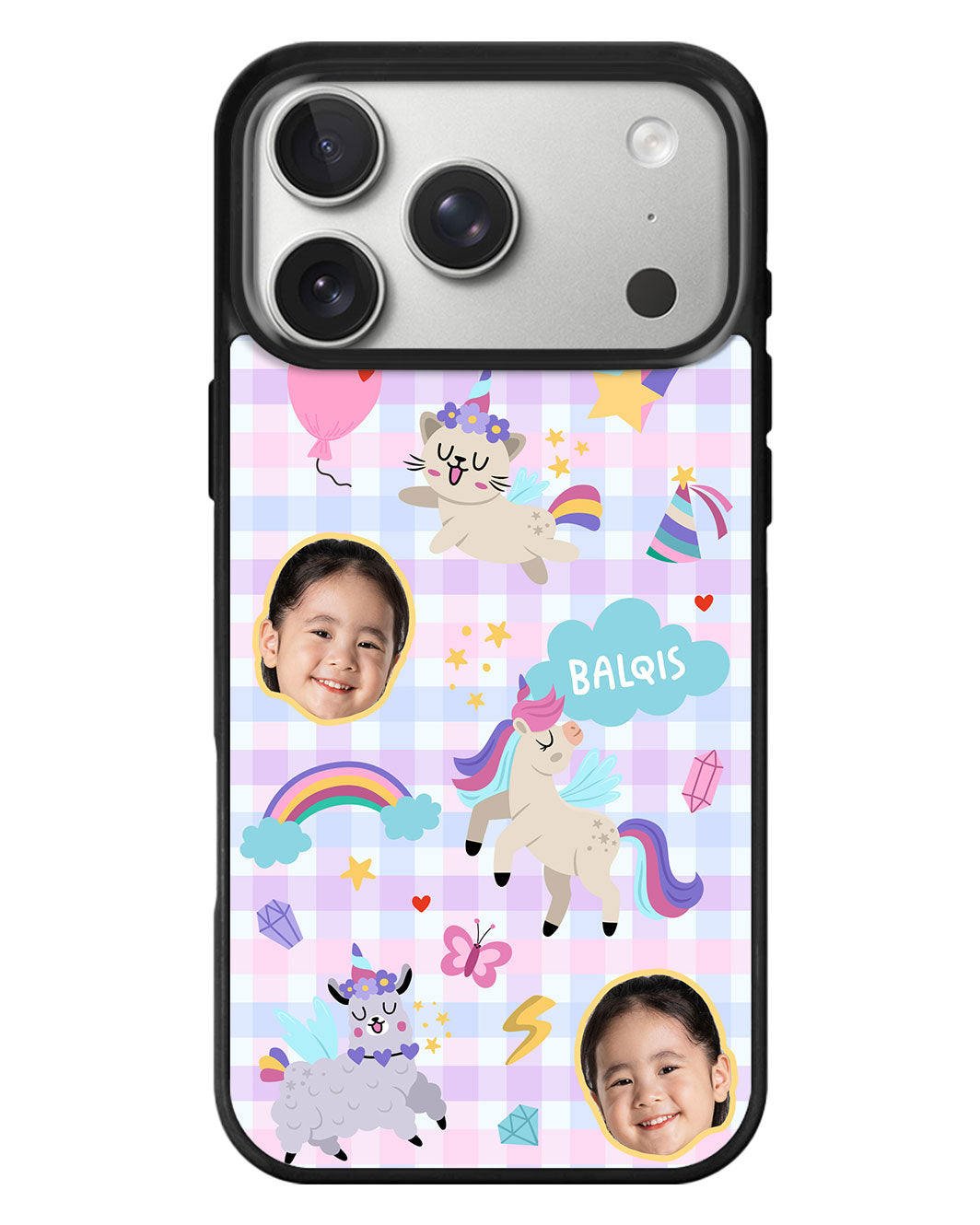 iPhone Standee Grip Case - Face Grid Unicorn