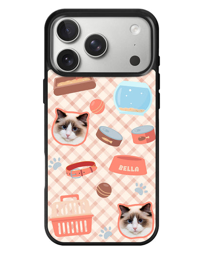 iPhone Standee Grip Case - Pet Grid Kitty Cozy Corner