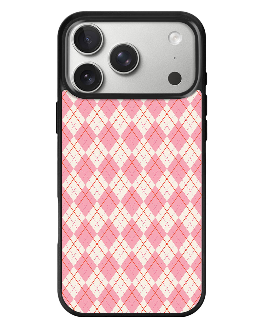 iPhone Standee Grip Case - Pink Argyle