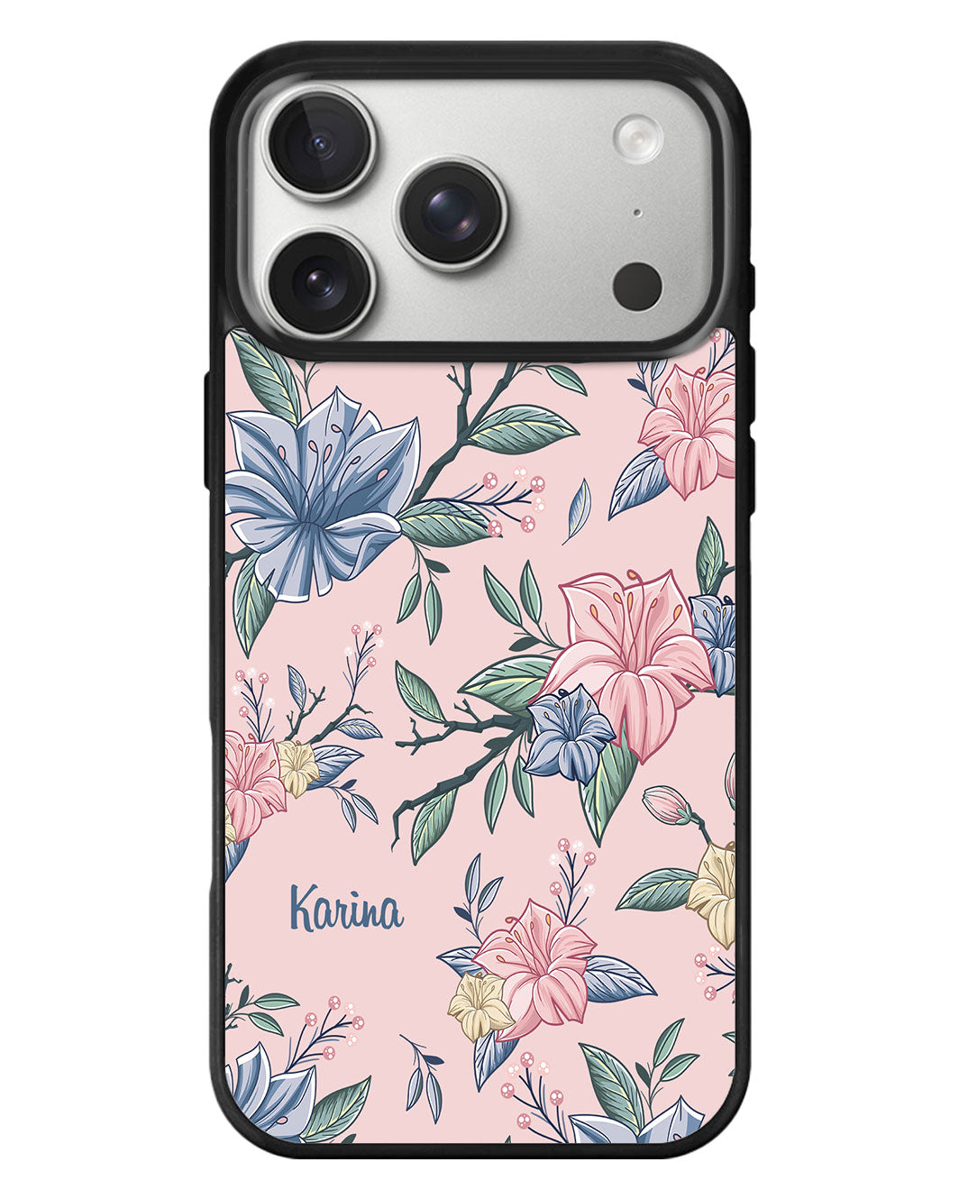 iPhone Standee Grip Case - Pink & Blue Floral