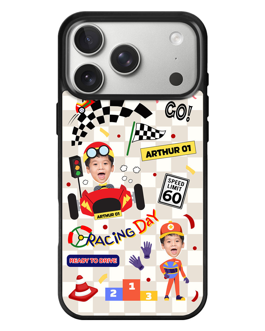 iPhone Standee Grip Case - Face Grid Dream Racer