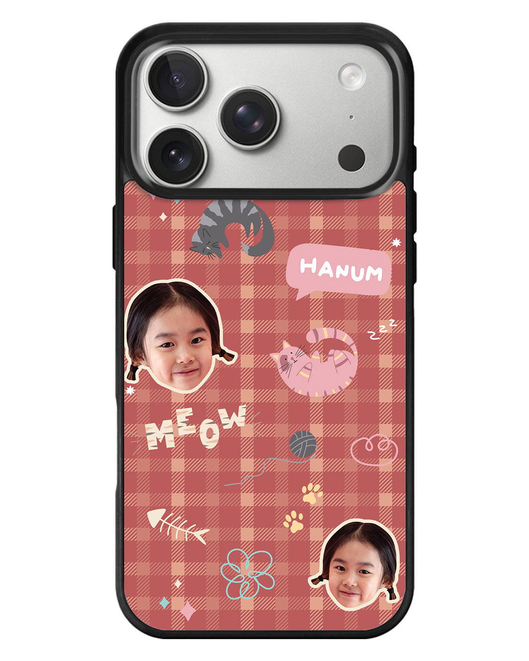 iPhone Standee Grip Case - Face Grid Kitty