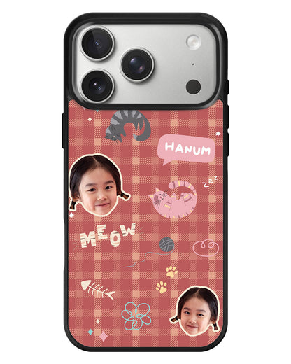 iPhone Standee Grip Case - Face Grid Kitty