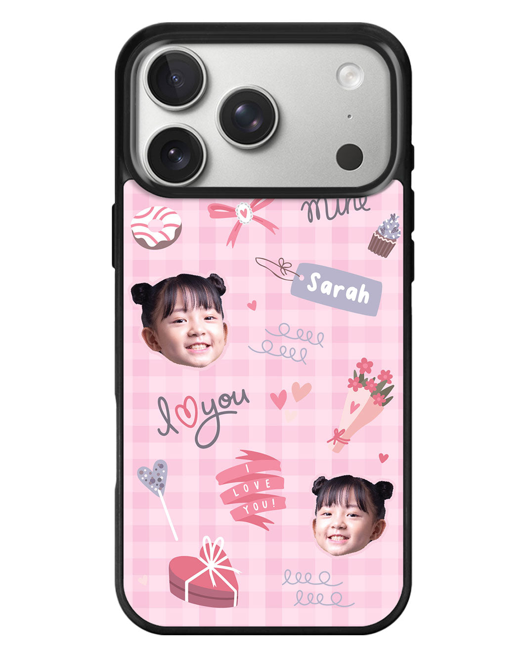 iPhone Standee Grip Case - Face Grid Lovely