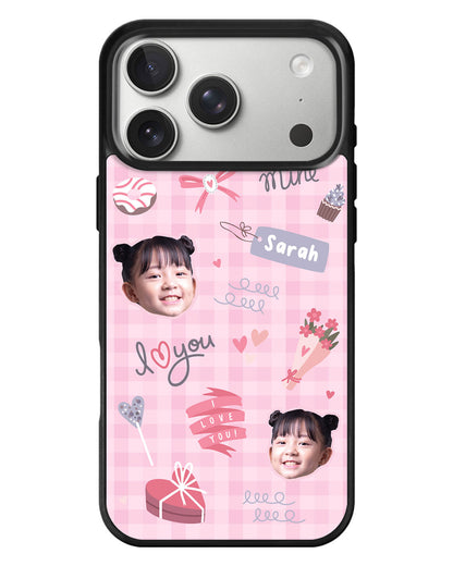 iPhone Standee Grip Case - Face Grid Lovely