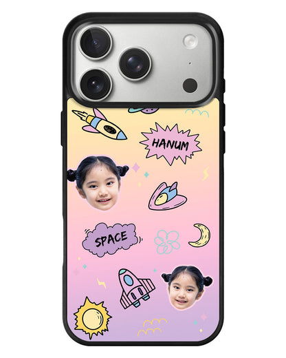iPhone Standee Grip Case - Face Grid Space