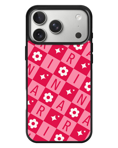 iPhone Standee Grip Case - Flower Grid Monogram 1.0