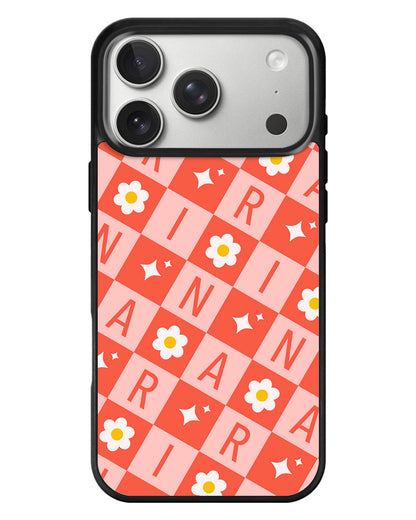 iPhone Standee Grip Case - Flower Grid Monogram 2.0