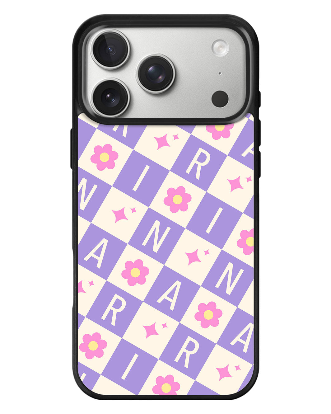 iPhone Standee Grip Case - Flower Grid Monogram 3.0