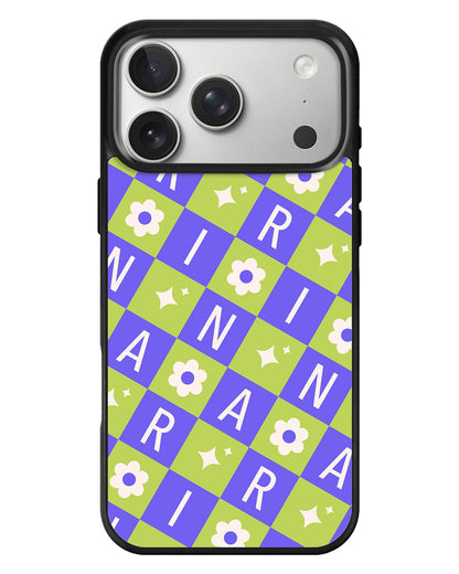 iPhone Standee Grip Case - Flower Grid Monogram 5.0