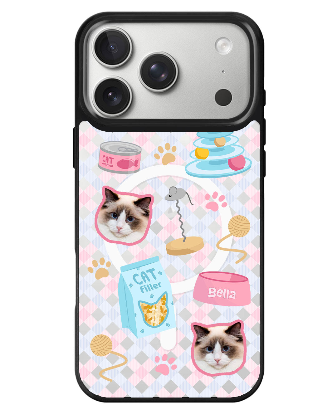 iPhone Rearguard MagSwap - Pet Grid Kitty Playtime