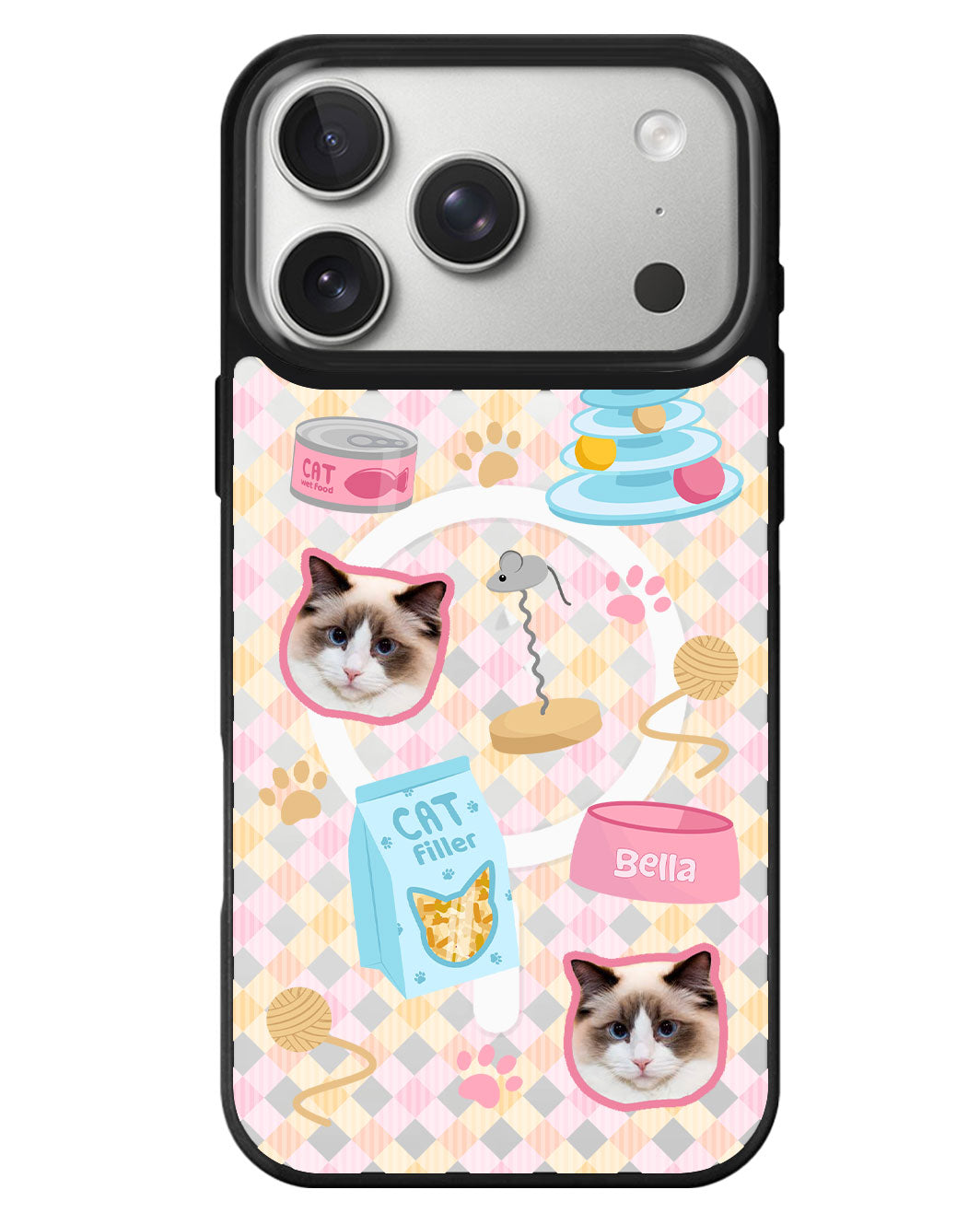iPhone Rearguard MagSwap - Pet Grid Kitty Playtime