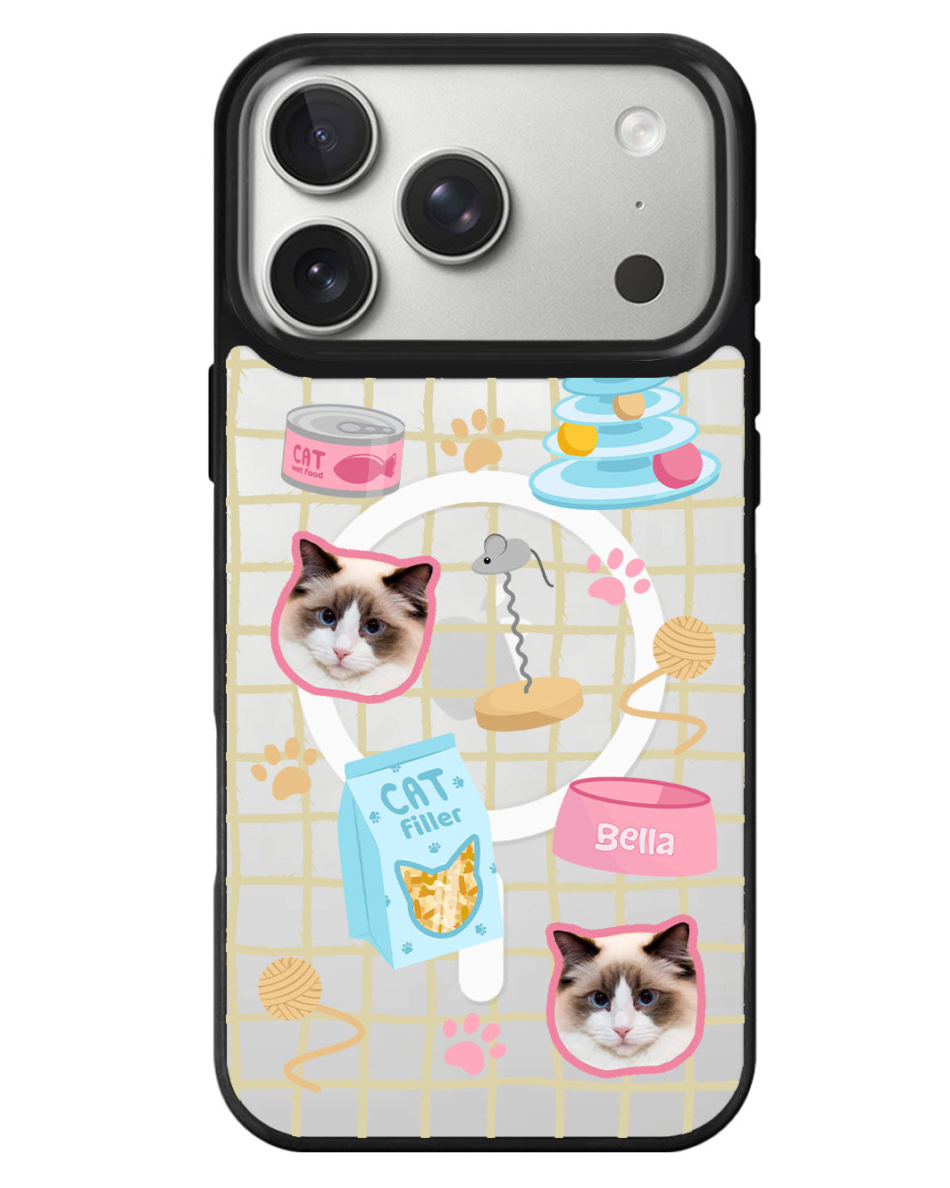 iPhone Rearguard MagSwap - Pet Grid Kitty Playtime