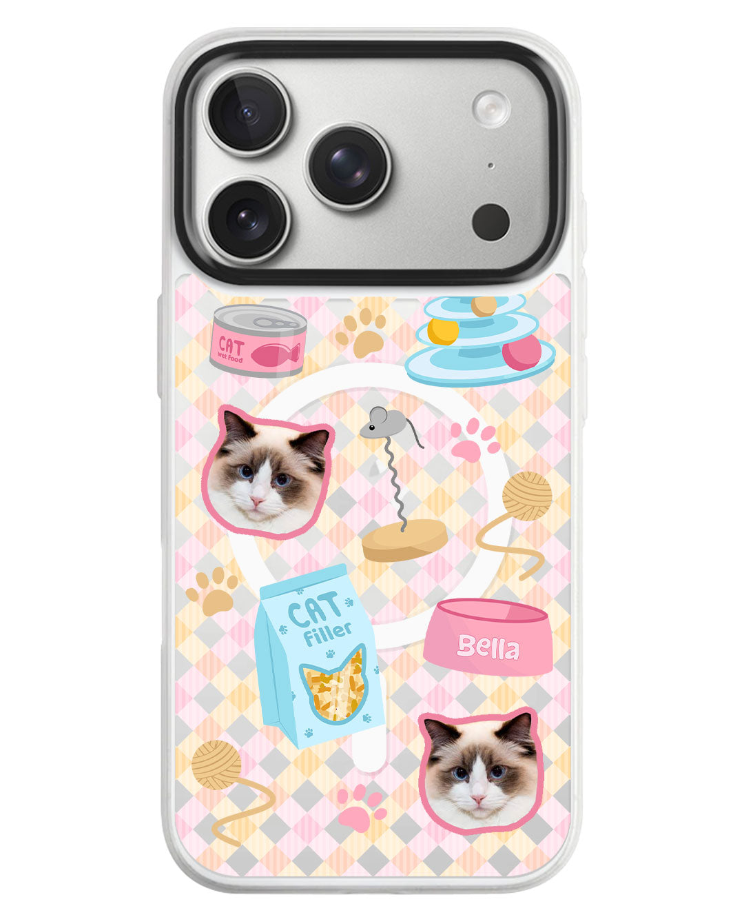 iPhone Rearguard MagSwap - Pet Grid Kitty Playtime