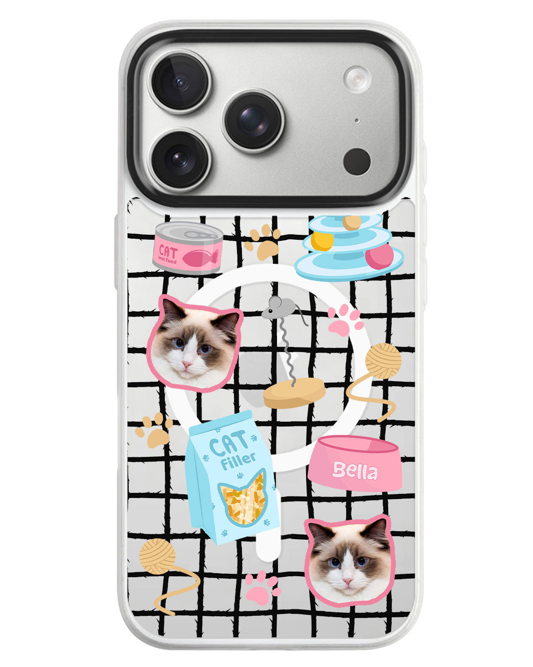 iPhone Rearguard MagSwap - Pet Grid Kitty Playtime
