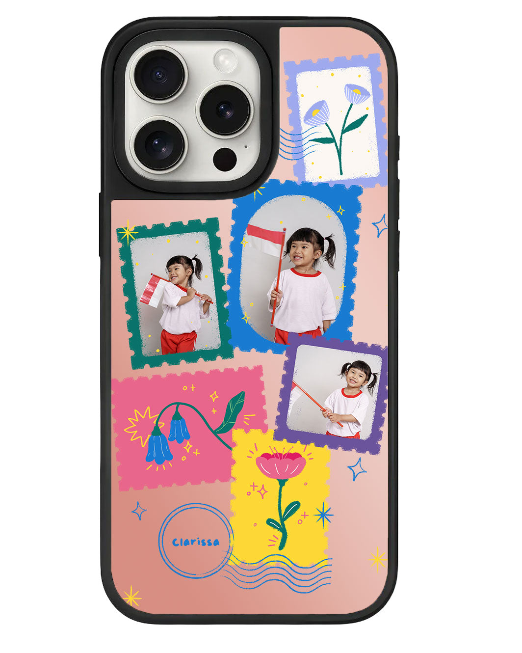 iPhone Mirror Grip - Face Grid Floral Stamps