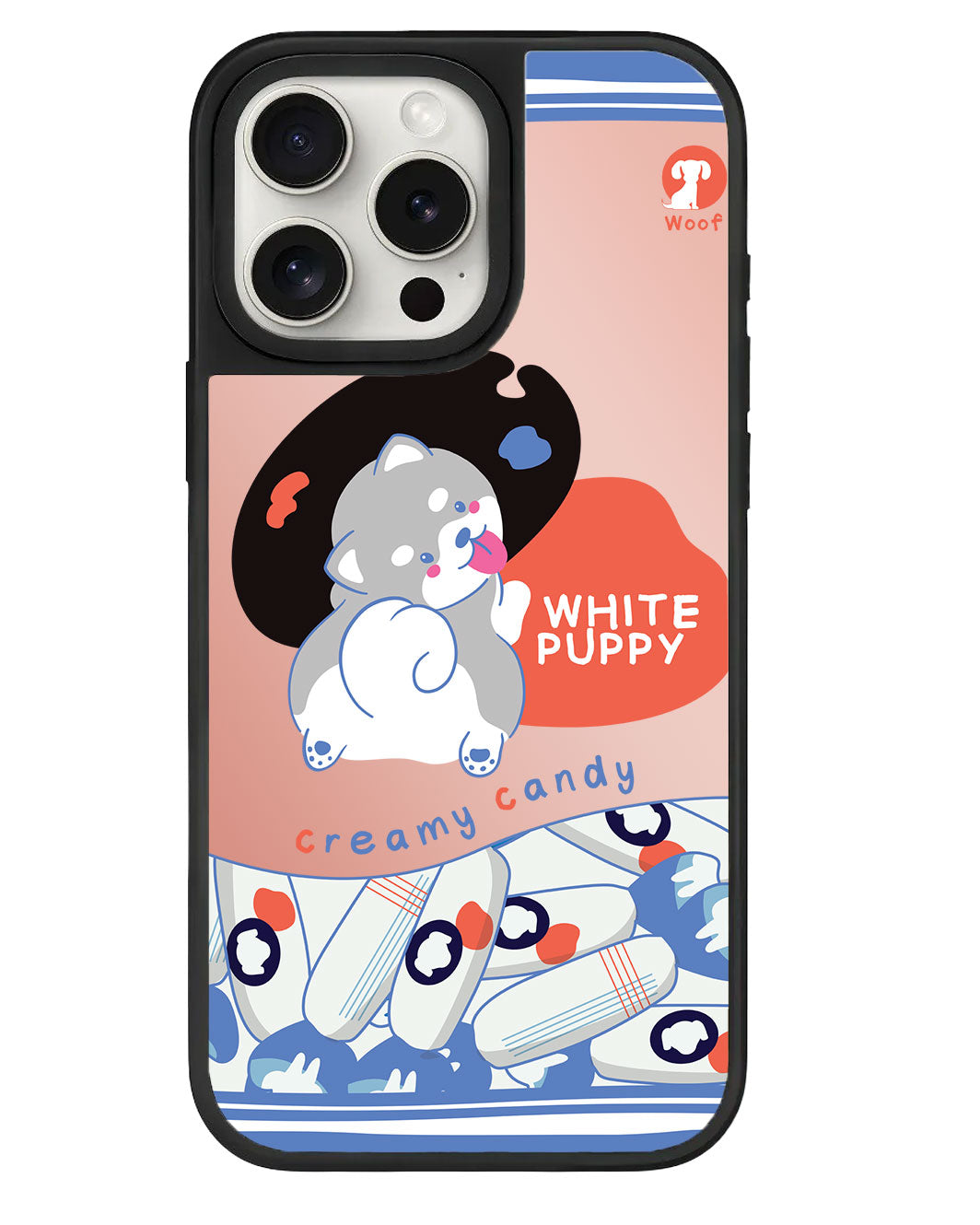 iPhone Mirror Grip Case - White Puppy