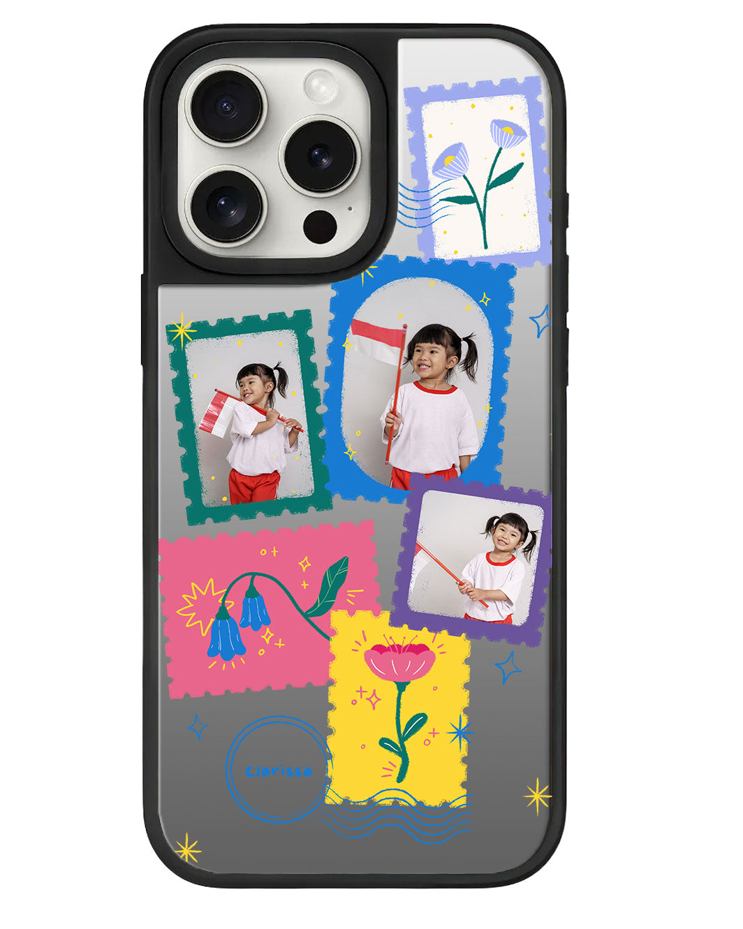 iPhone Mirror Grip - Face Grid Floral Stamps