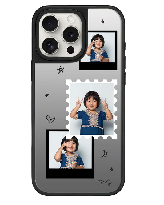 iPhone Mirror Grip Case - Face Grid Black Polaroid