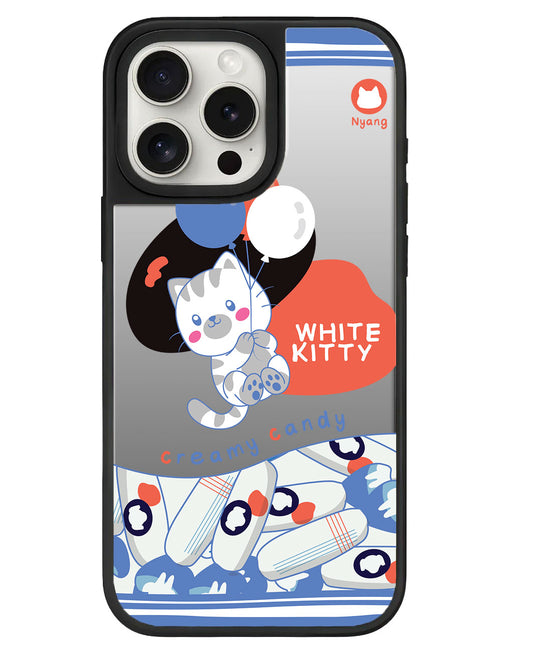 iPhone Mirror Grip Case - White Kitty