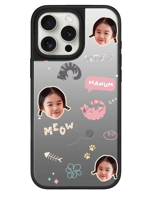 iPhone Mirror Grip Case - Face Grid Kitty