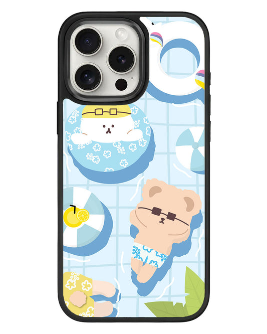 iPhone Standee Grip Case - Poodle Party Blue