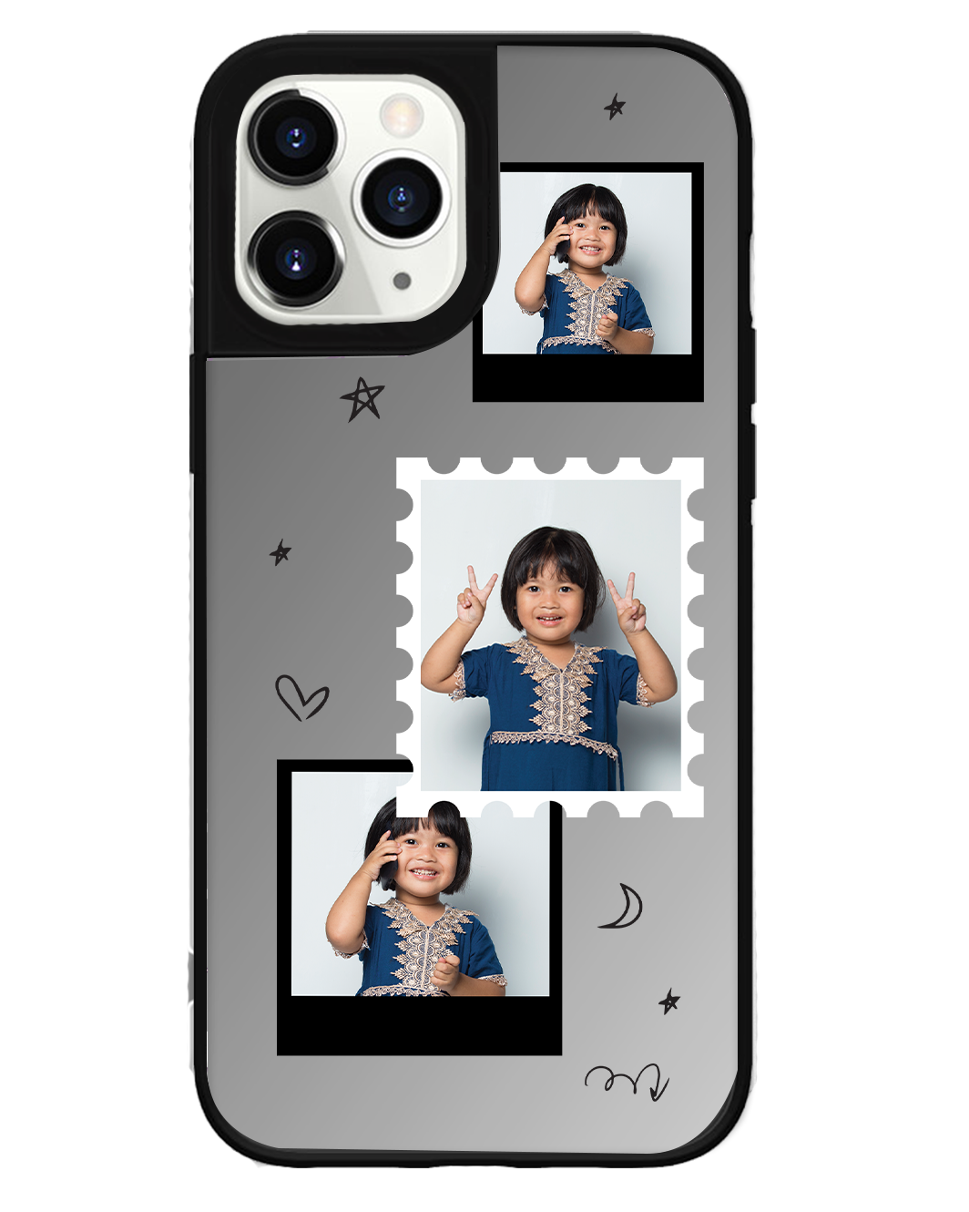iPhone Mirror Grip Case - Face Grid Black Polaroid