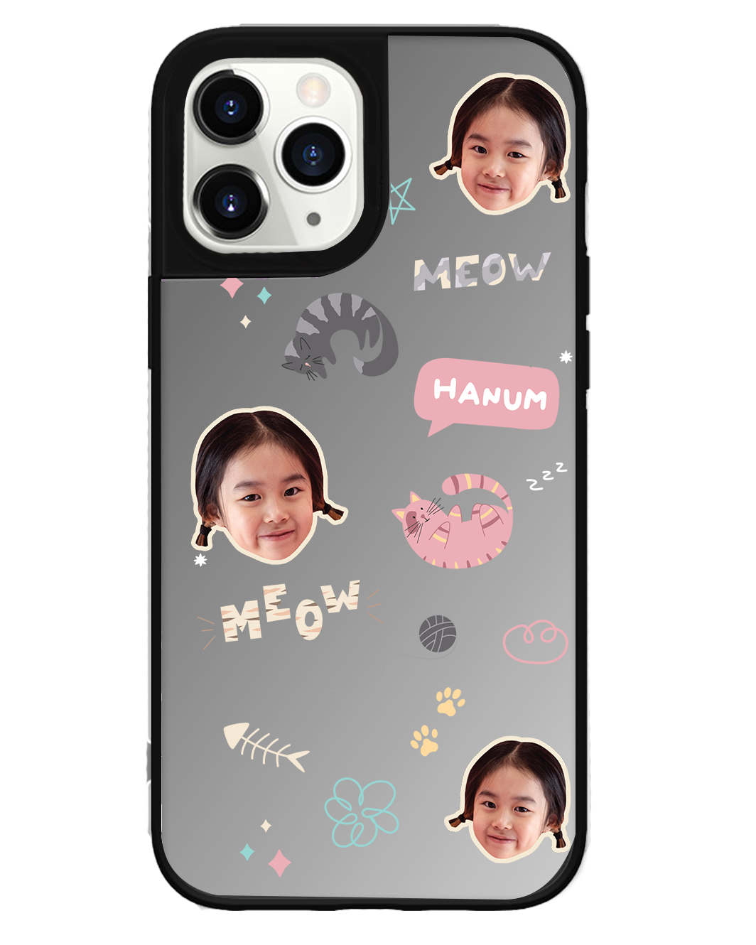 iPhone Mirror Grip Case - Face Grid Kitty