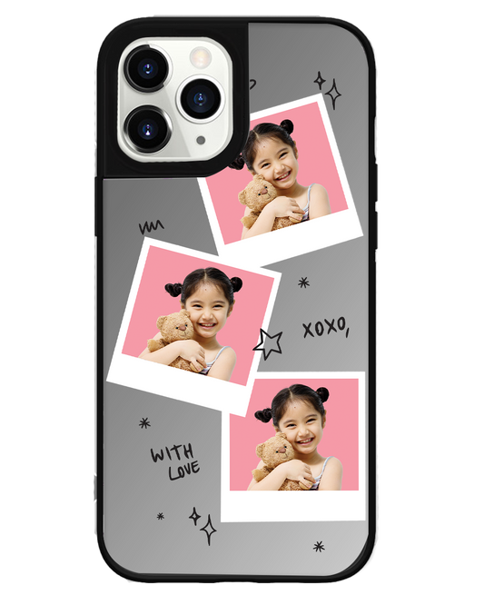 iPhone Mirror Grip Case - Face Grid White Polaroid