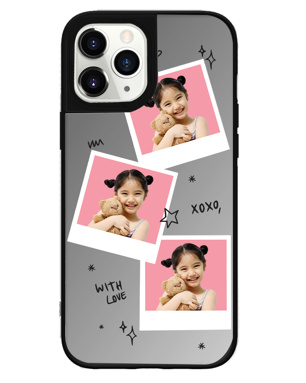 iPhone Mirror Grip Case - Face Grid White Polaroid