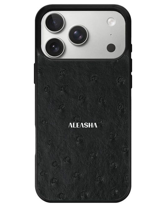 iPhone Textured Leather Case - Matte Ostrich Black
