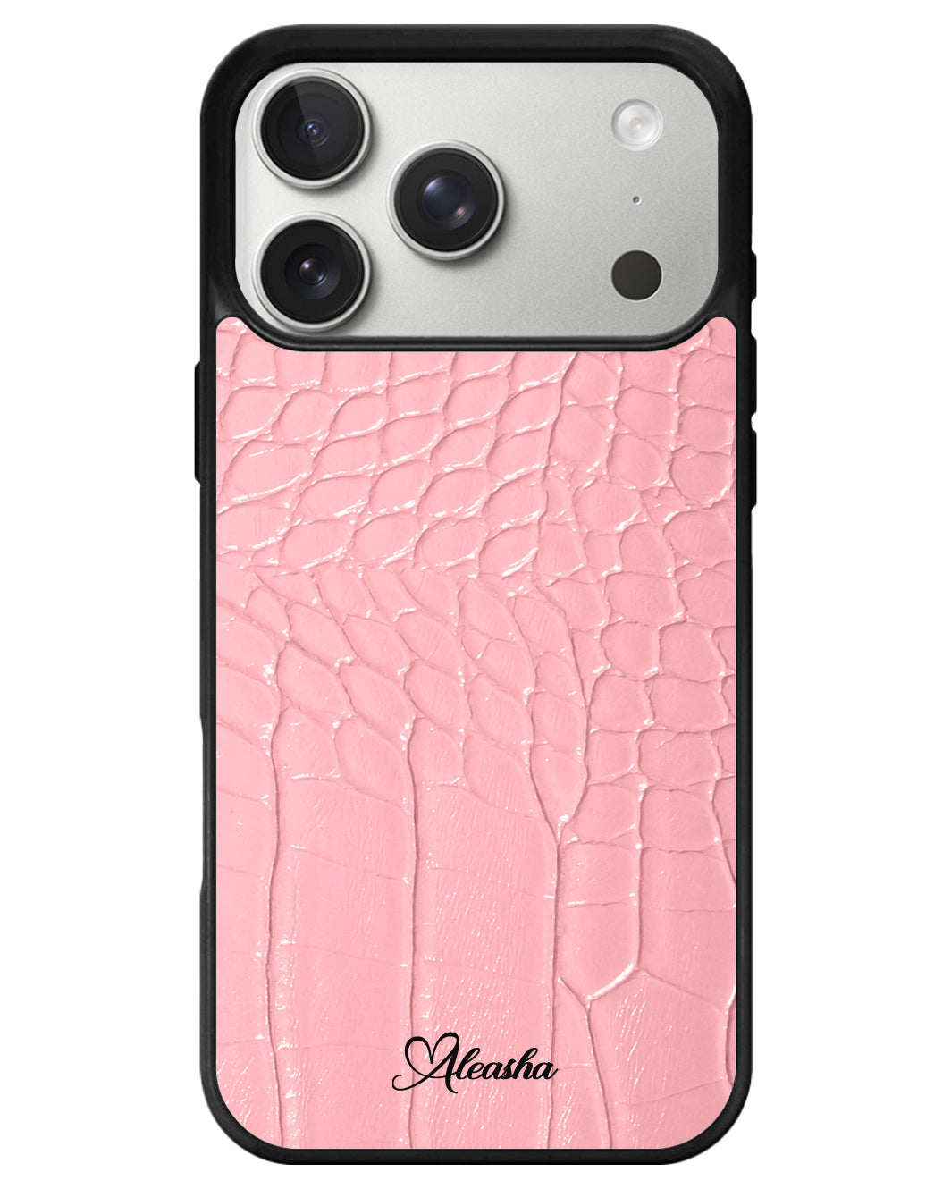 iPhone Textured Leather Case - Matte Croco Pink